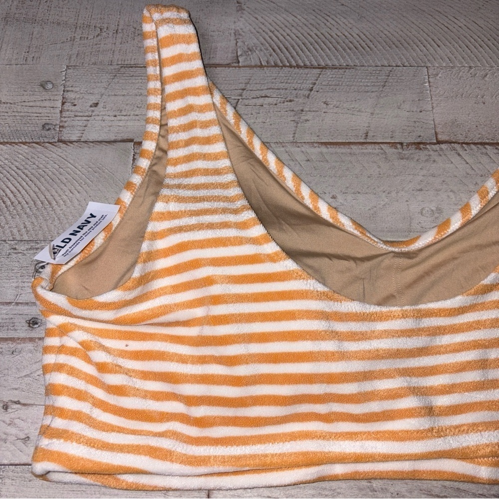 Old Navy Orange & Cream Striped Swim Top Beach Vacation V-Neck 3X & 4X - Picture 12 of 16